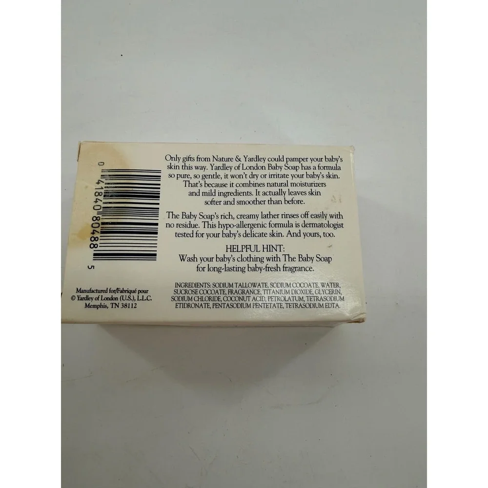 Yardley of London The Baby Soap Baby 4.25 oz White Bar Soap Vintage Box